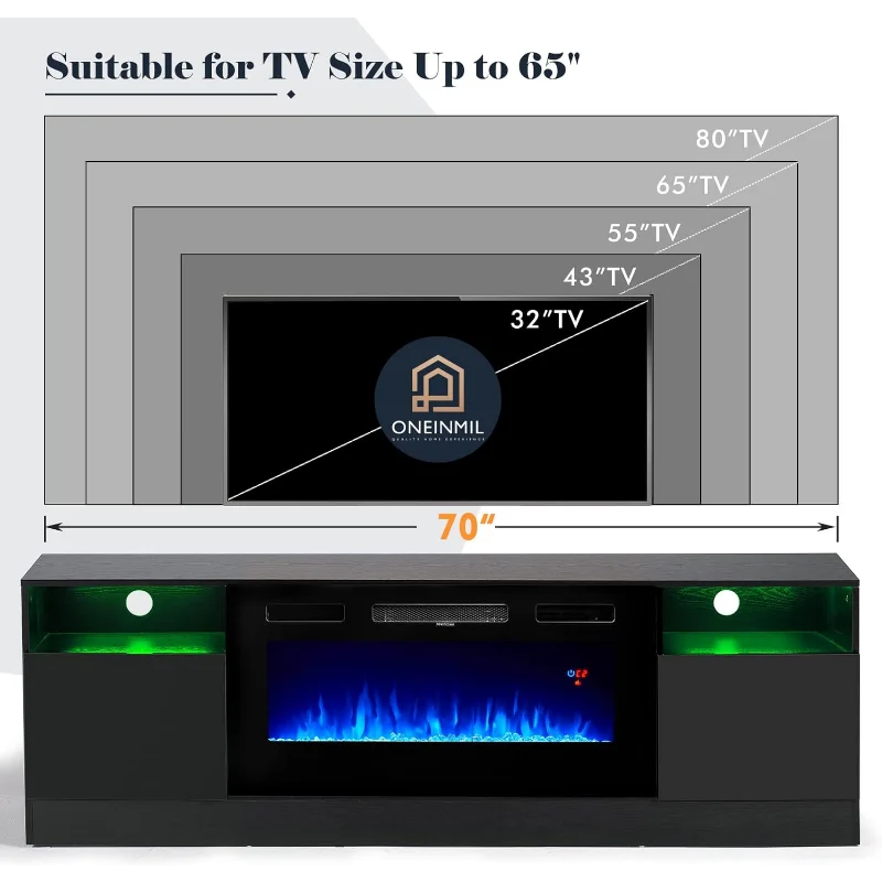 oneinmil Fireplace TV Stand with 36" Electric Fireplace,