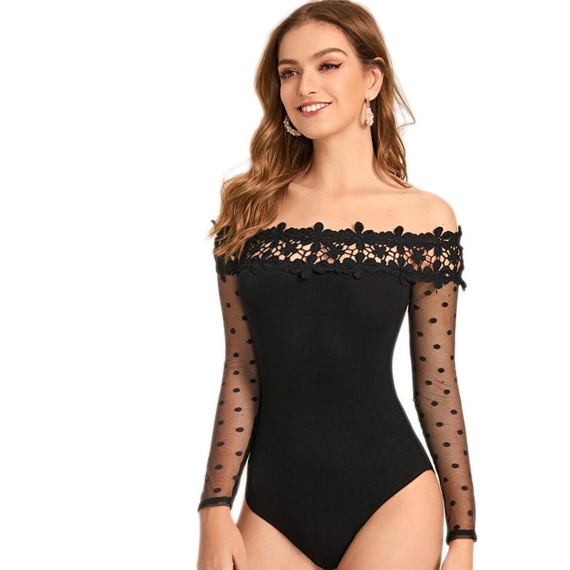 Ursula Lace Bodysuit Black
