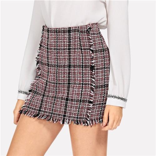 Journi Frayed Mini Skirt - Red