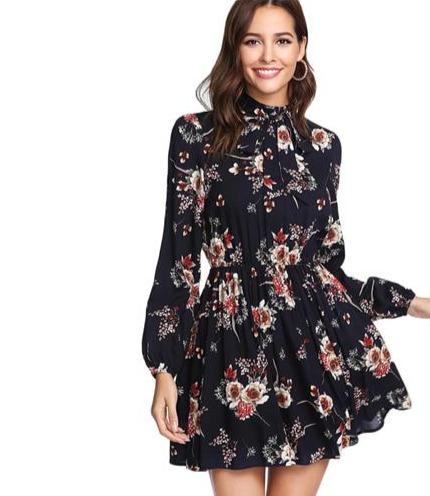 Evelyn Long Sleeve Dress - Black