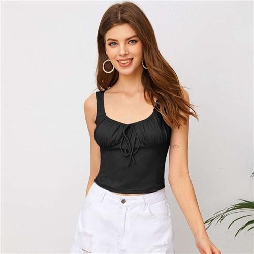 Marisol Ruched Bust Tank - Black
