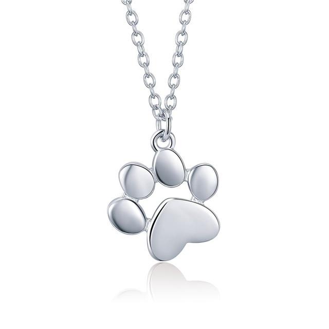 Paw Print Necklace Silver
