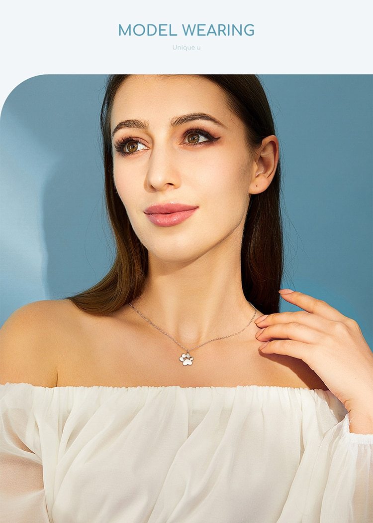 Paw Print Necklace Silver