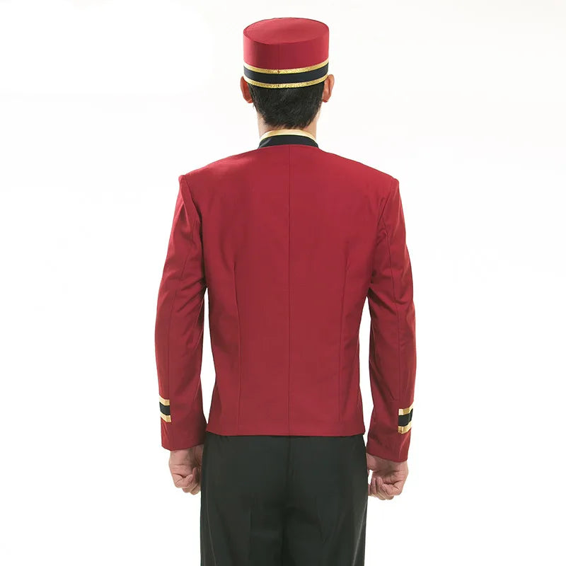 red hotel uniform for men hotel reception uniform