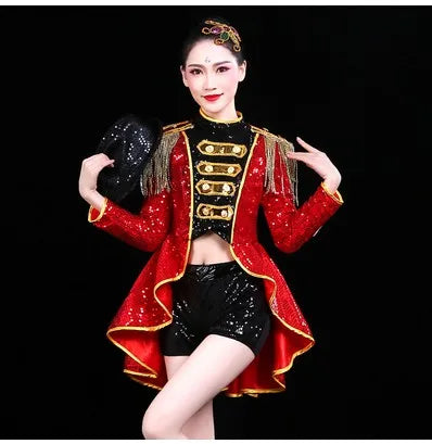 stage costume red tassels bikini costumes nightclub bar