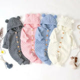 0-24M Newborn Baby Knitted Sweater Jumpsuits Autumn Winter