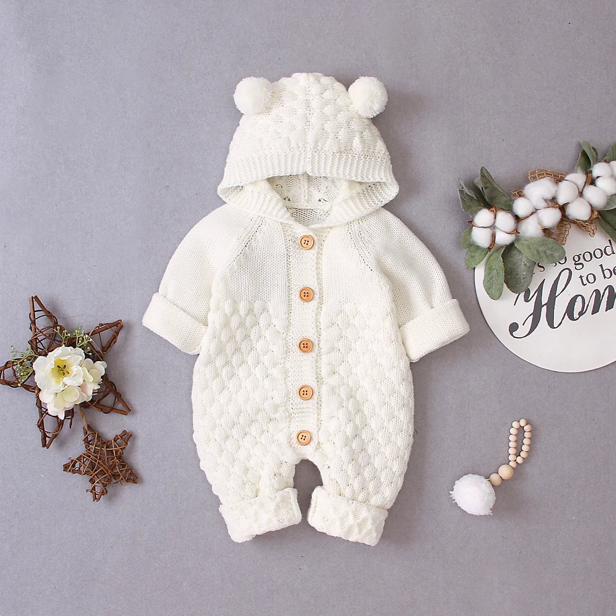 0-24M Newborn Baby Knitted Sweater Jumpsuits Autumn Winter