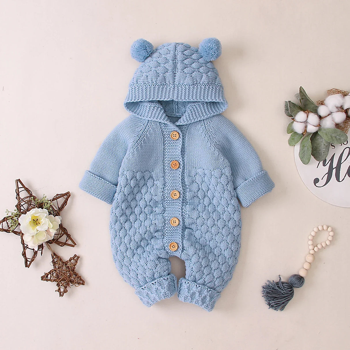 0-24M Newborn Baby Knitted Sweater Jumpsuits Autumn Winter