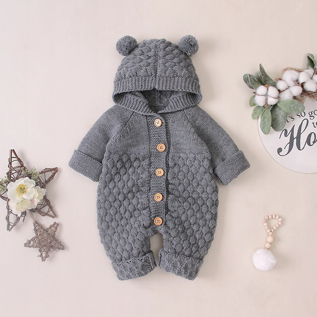 0-24M Newborn Baby Knitted Sweater Jumpsuits Autumn Winter