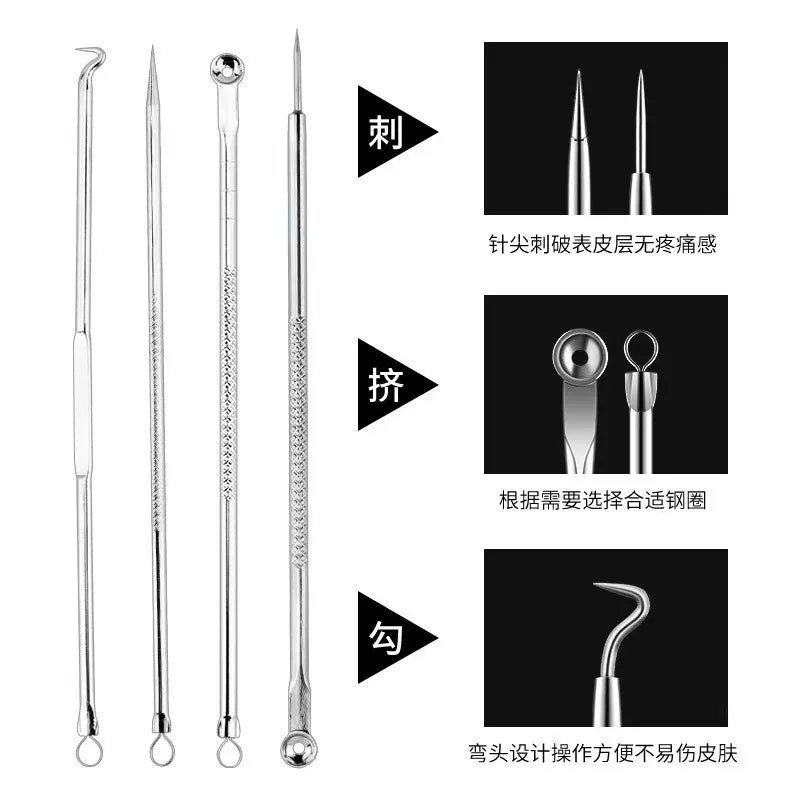 1/4pc Stainless Steel Blackhead Comedone Acne Blemish Extractor