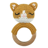 1 Pc Baby Wooden Rattle Toy Crochet Animal