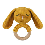 1 Pc Baby Wooden Rattle Toy Crochet Animal