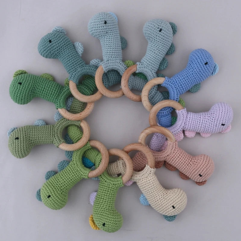 1 Pc Baby Wooden Rattle Toy Crochet Animal