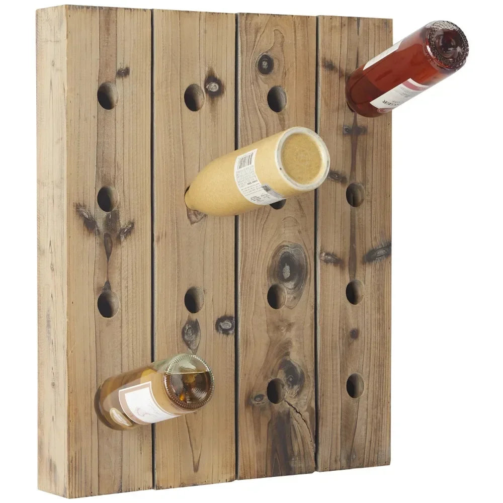 21" x 25" Brown Wood Wall Wine Rack - 16 Bottle Capacity