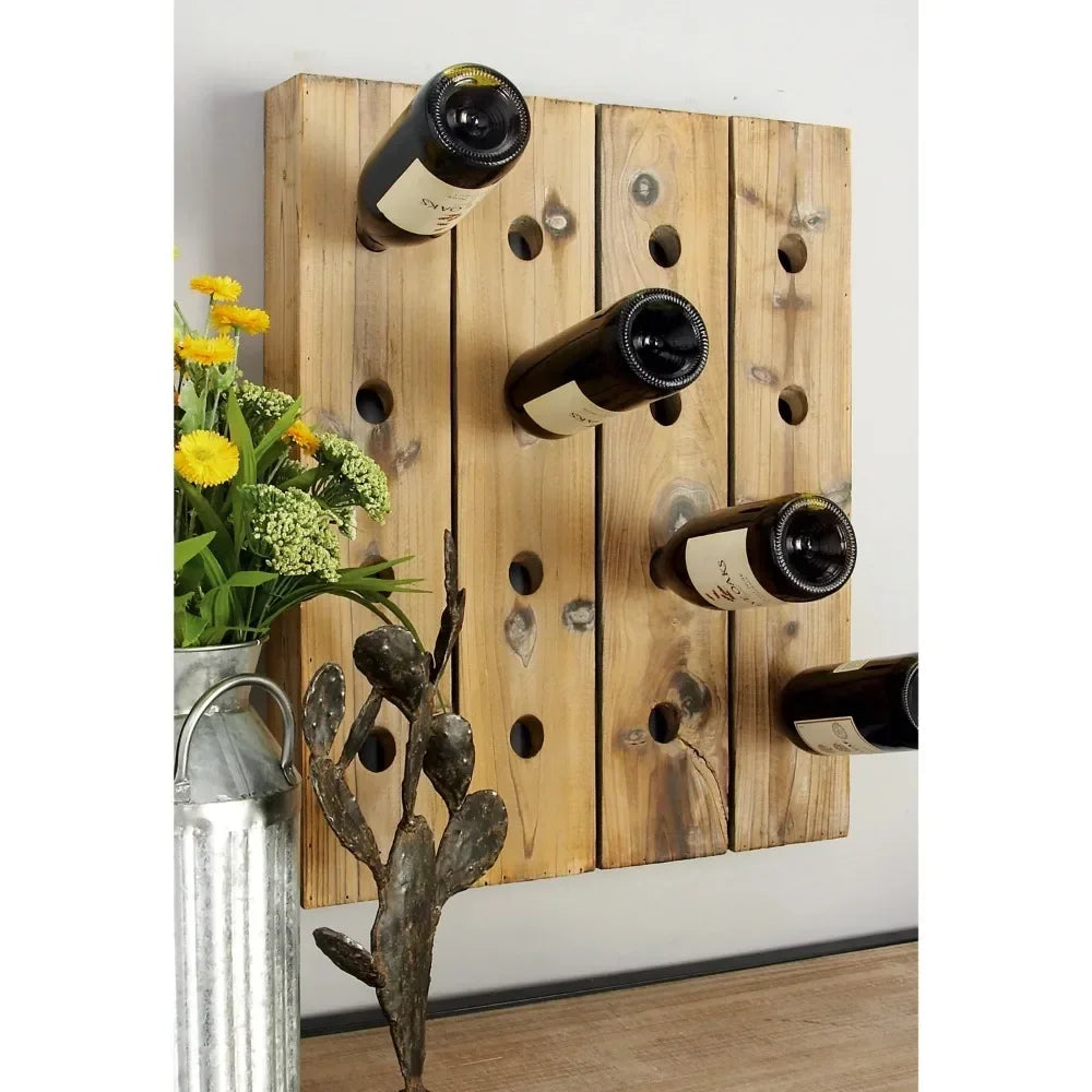 21" x 25" Brown Wood Wall Wine Rack - 16 Bottle Capacity