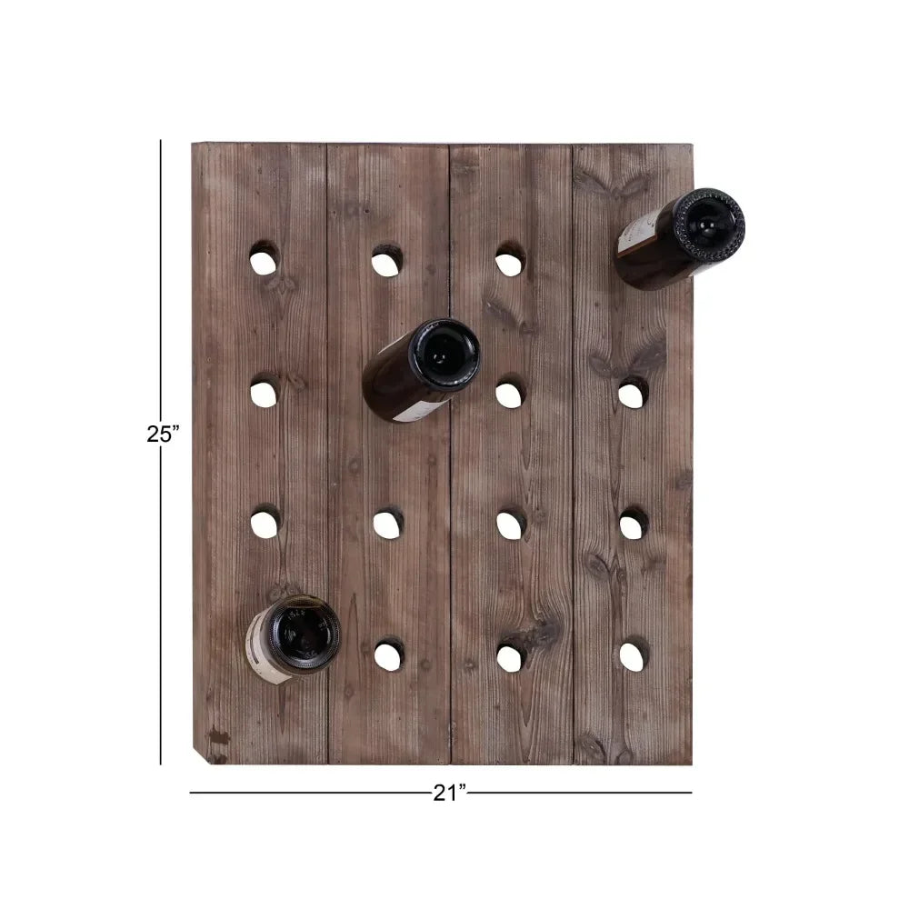 21" x 25" Brown Wood Wall Wine Rack - 16 Bottle Capacity