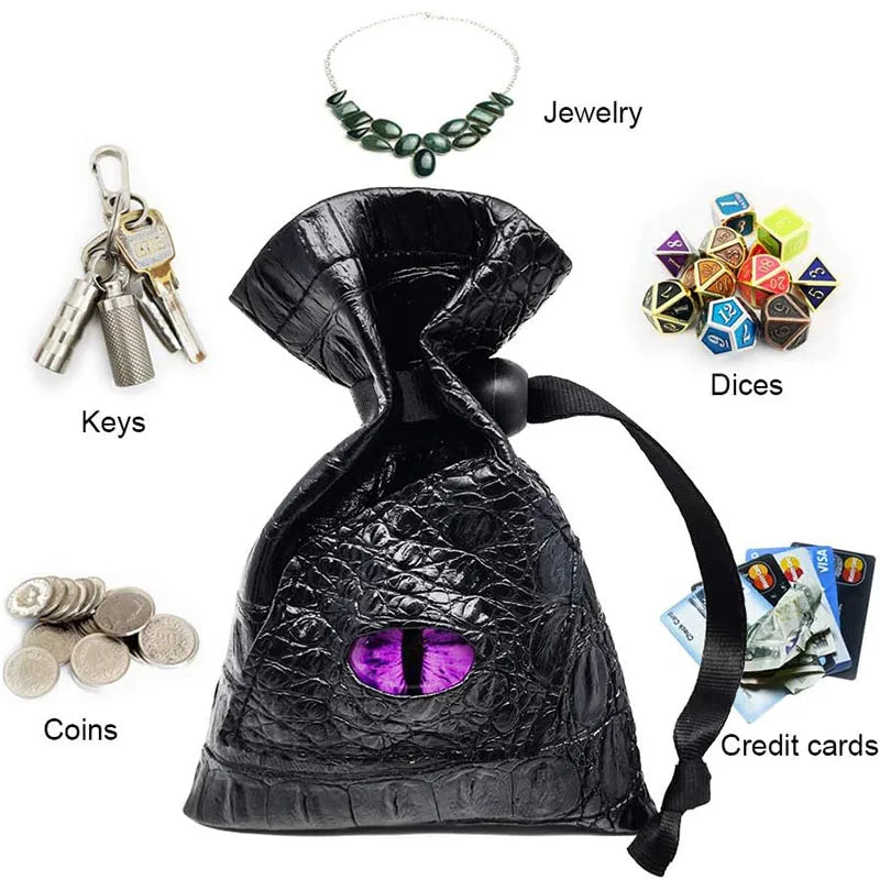 10*15cm Drawstring Dice Bag PU Leather DND Dice