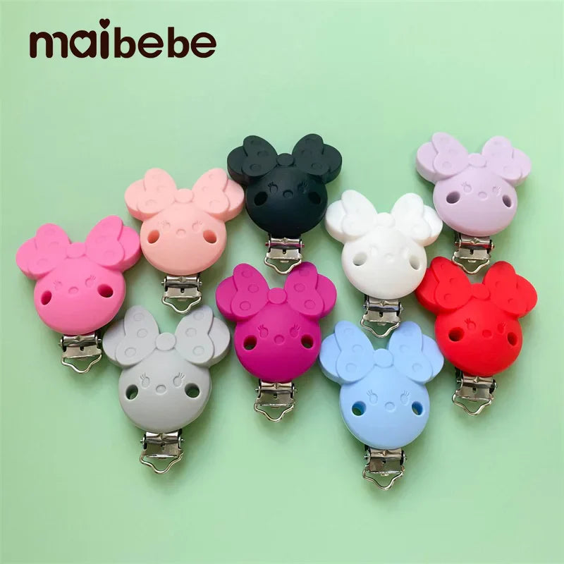 10/50/100pc Mouse Silicone Pacifier Clip DIY Baby Teething