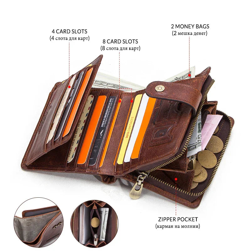 Short Male Money Bag Quality Rfid Walet Small Card Holder Clutch