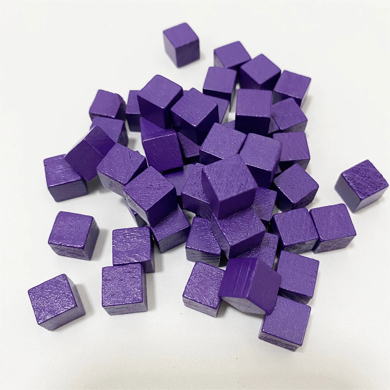 100Pcslots 10mm Wood Cubes Colorful Dice Chess Pieces