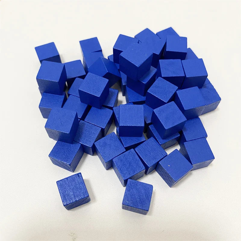 100Pcslots 10mm Wood Cubes Colorful Dice Chess Pieces