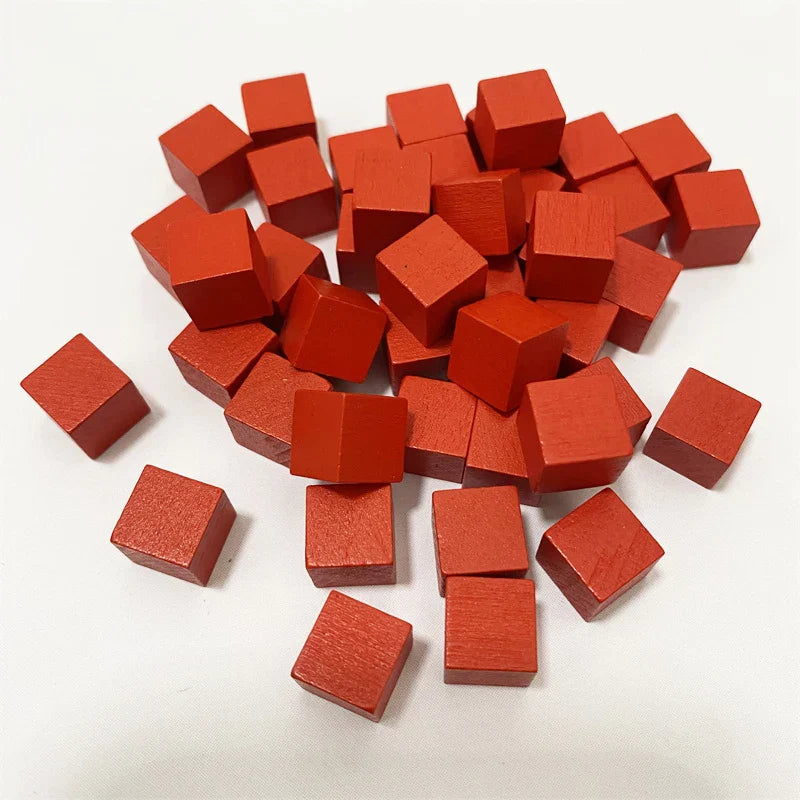 100Pcslots 10mm Wood Cubes Colorful Dice Chess Pieces