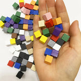 100Pcslots 10mm Wood Cubes Colorful Dice Chess Pieces