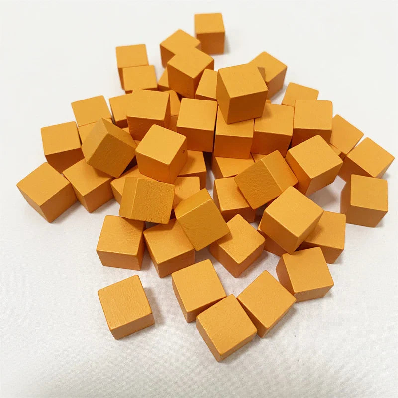100Pcslots 10mm Wood Cubes Colorful Dice Chess Pieces