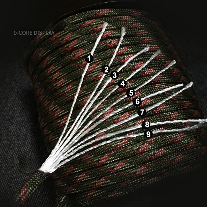 100m 9-Core Paracord 4mm Outdoor Survival Rope Tent Lanyard Strap