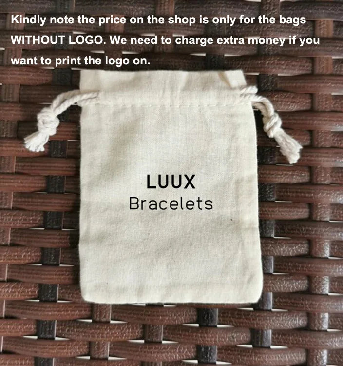 100pcs Natural Cotton Drawstring Gift Bags Custom Logo 7x9 9x12 10x15 13x18 15x20cm