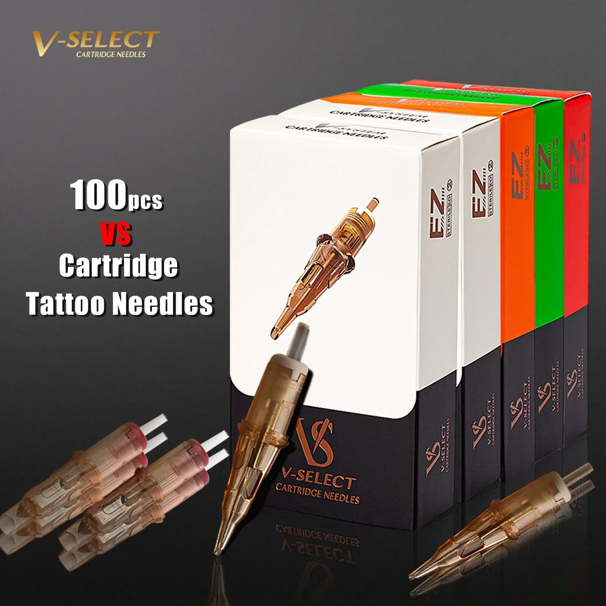 100pcs Mixed Sizes EZ V-Select Cartridge Tattoo Needle