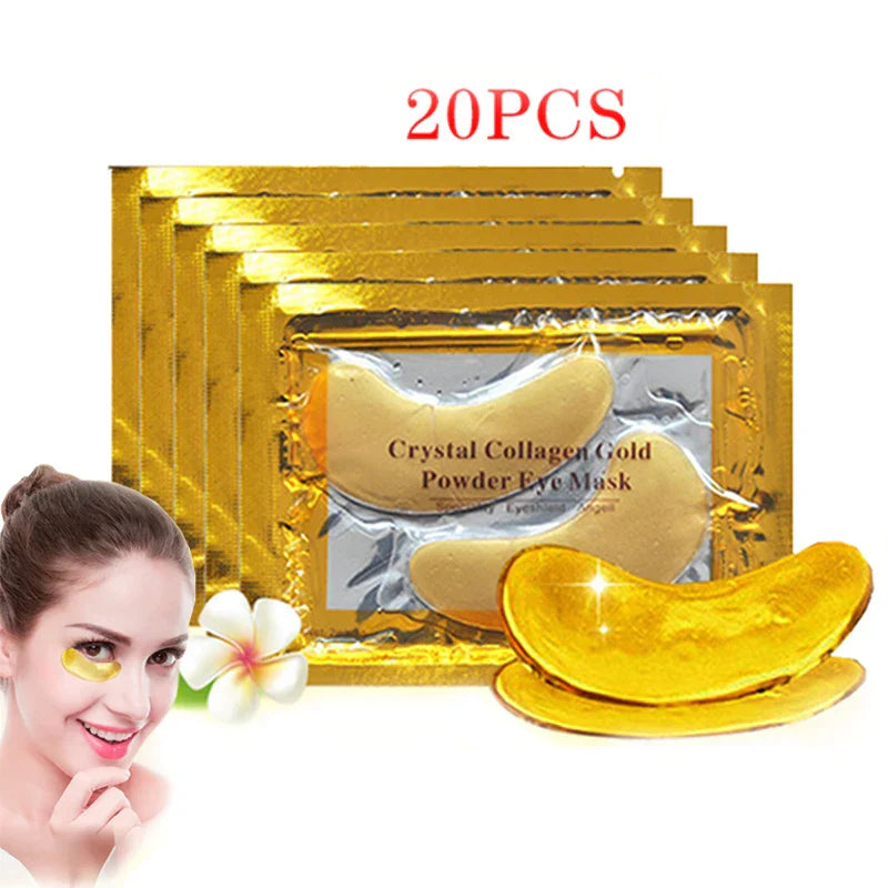 10Pairs=20pcs Crystal Collagen Gold Eye Mask Anti-Aging Dark