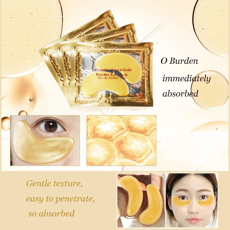 10Pairs=20pcs Crystal Collagen Gold Eye Mask Anti-Aging Dark