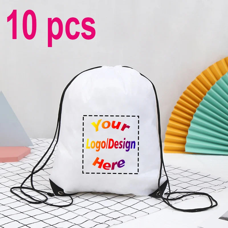 10pcs/Lot Custom Drawstring Backpack Sports Gym Shoe Bag with Personalized Logo