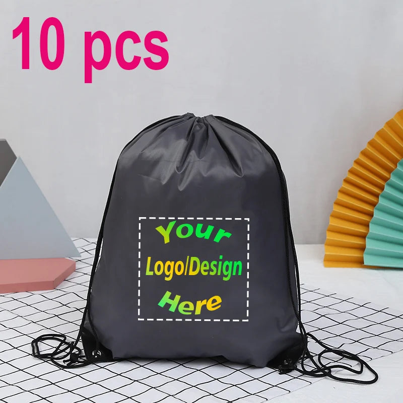 10pcs/Lot Custom Drawstring Backpack Sports Gym Shoe Bag with Personalized Logo