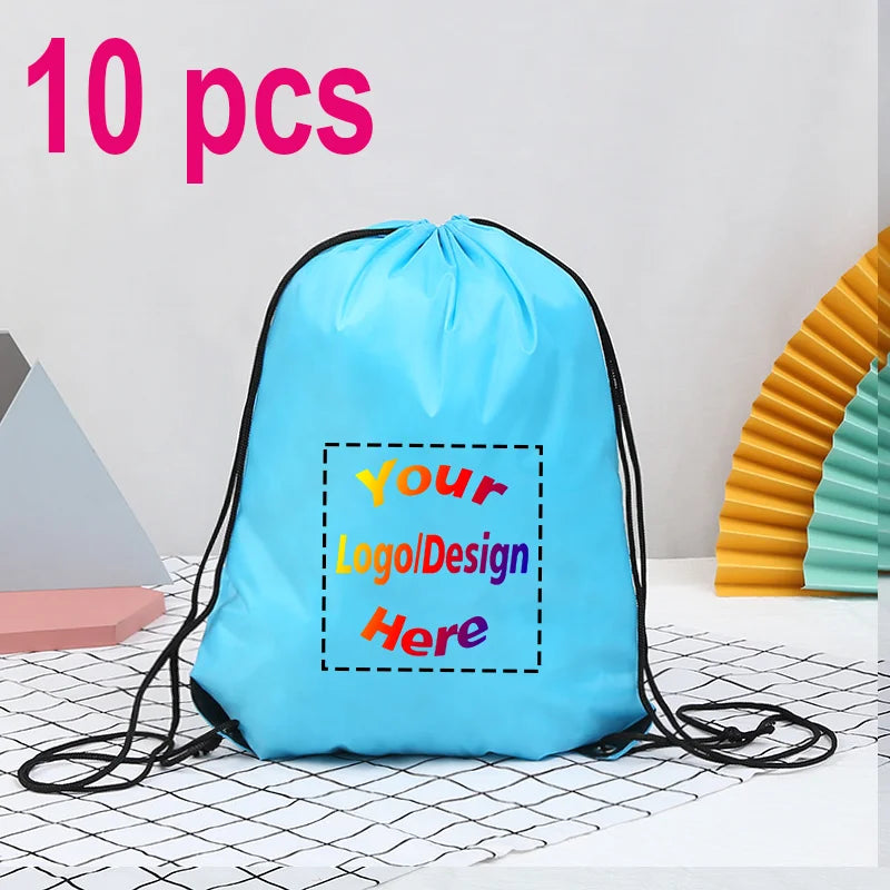 10pcs/Lot Custom Drawstring Backpack Sports Gym Shoe Bag with Personalized Logo