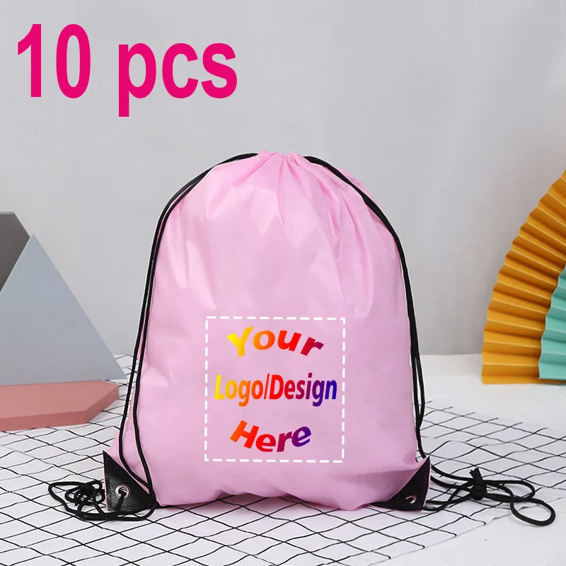 10pcs/Lot Custom Drawstring Backpack Sports Gym Shoe Bag with Personalized Logo