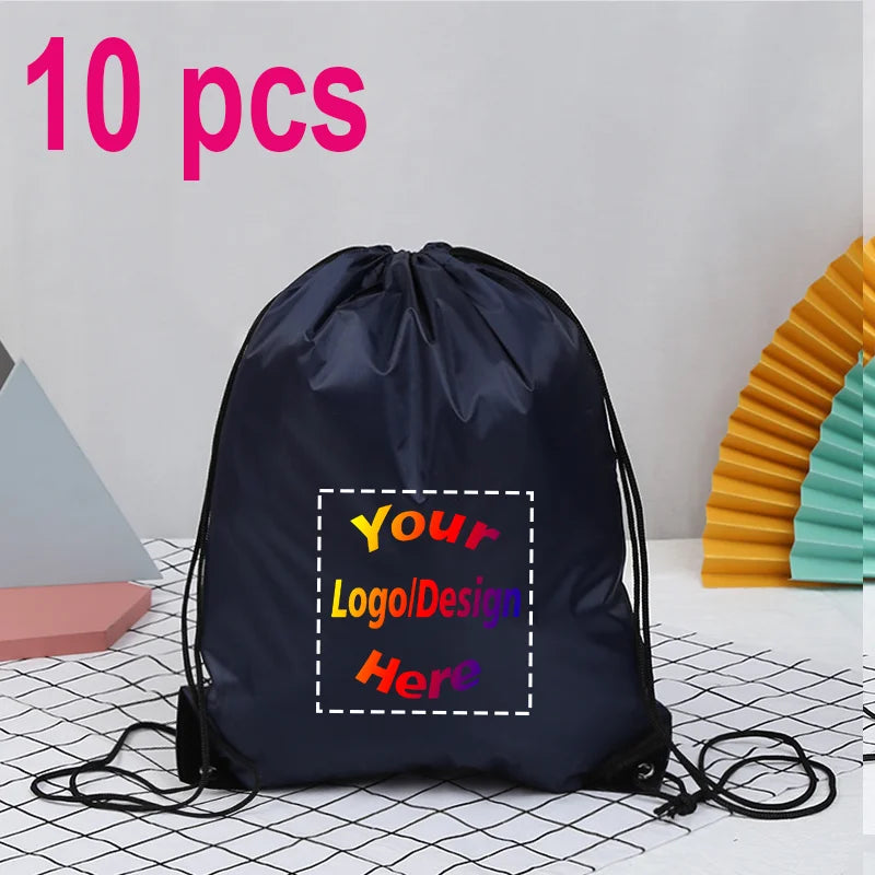 10pcs/Lot Custom Drawstring Backpack Sports Gym Shoe Bag with Personalized Logo