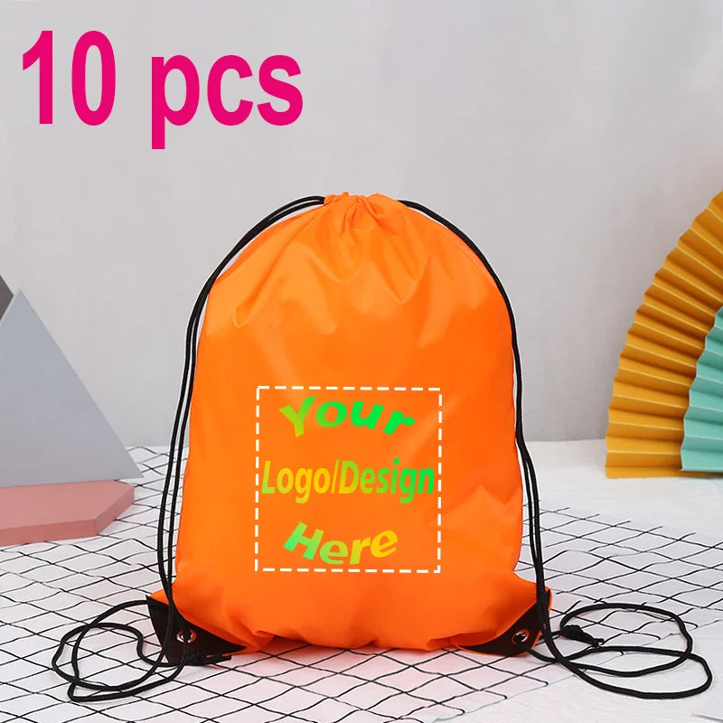 10pcs/Lot Custom Drawstring Backpack Sports Gym Shoe Bag with Personalized Logo