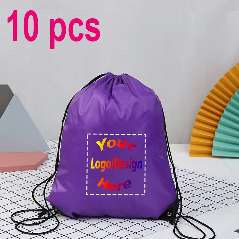 10pcs/Lot Custom Drawstring Backpack Sports Gym Shoe Bag with Personalized Logo