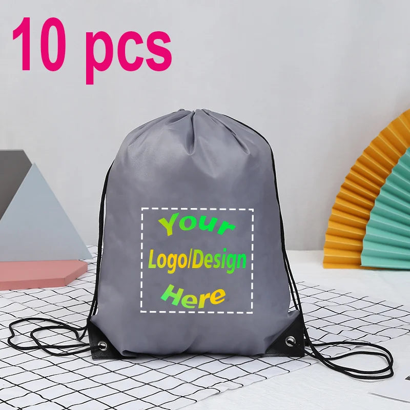 10pcs/Lot Custom Drawstring Backpack Sports Gym Shoe Bag with Personalized Logo