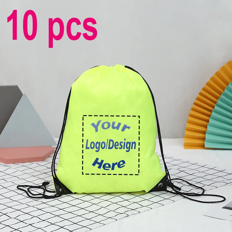 10pcs/Lot Custom Drawstring Backpack Sports Gym Shoe Bag with Personalized Logo