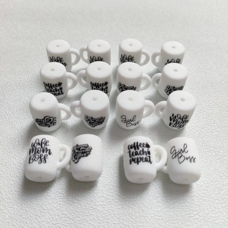 10pcs New Silicone Beads Focal Coffee Cup Teether