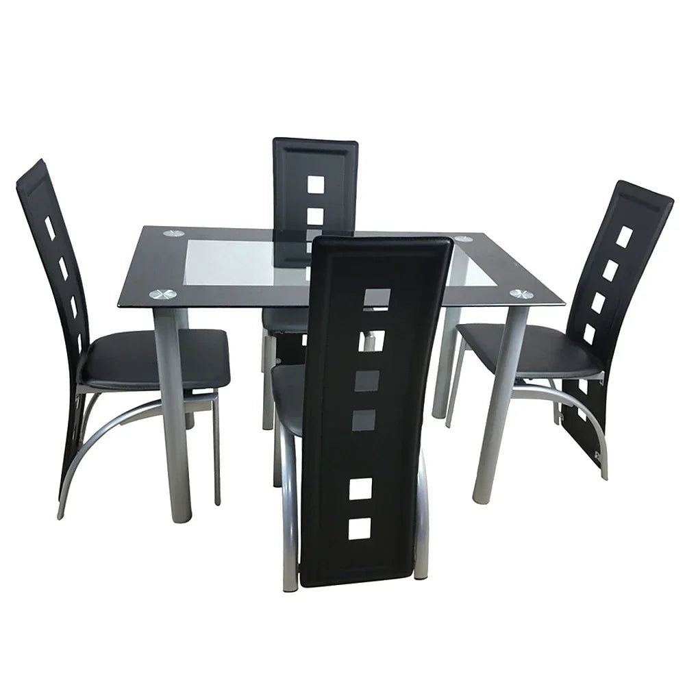 110cm Dining Table Set Tempered Glass Dining Table