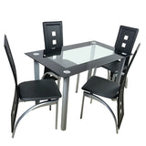 110cm Dining Table Set Tempered Glass Dining Table