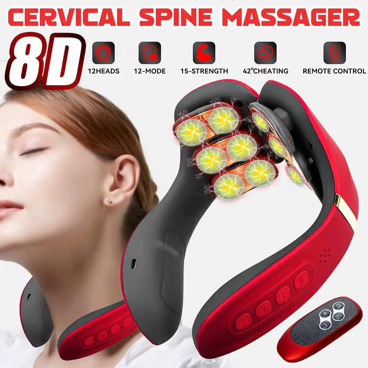 12 Heads Neck Massager Electric Cervical Massage Pulse