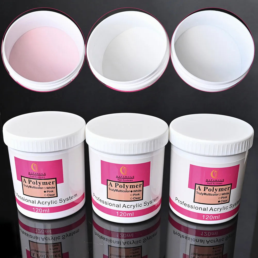 120G Nail Acrylic Powder Clear Pink White Carving