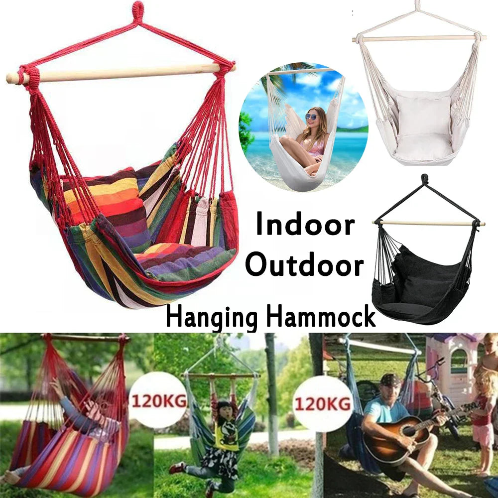 120KG Garden Hanging Chair Fabric Camping Rope Bed