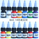 14Color/set 8ml/bottle Brand Professional Tattoo Ink Kits For