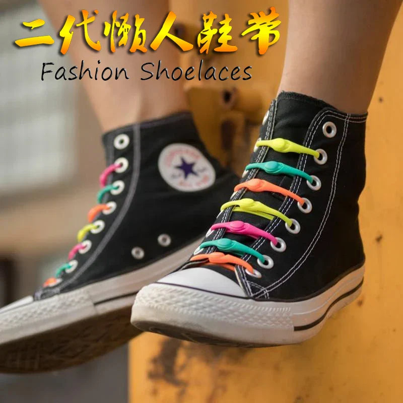 16pcs Silicone Shoelaces Round Elastic Shoe Laces Special